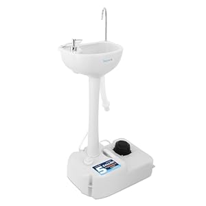 SereneLife Portable Camping Sink w/Towel Holder & Soap Dispenser – 19L Fresh Water Capacity, Hand Wash Basin for Outdoor Events, Worksites, Camping – SLCASN18, Standard, White | Amazon price tracker / tracking, Amazon price history charts, Amazon price watches, Amazon price drop alerts
